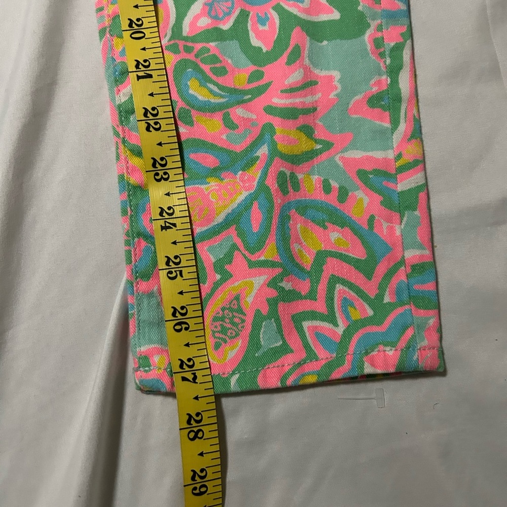 Lilly Pulitzer Womens Worth Skinny Mini Jeans Size 4 Pink Green Floral Paisley - Picture 12 of 12